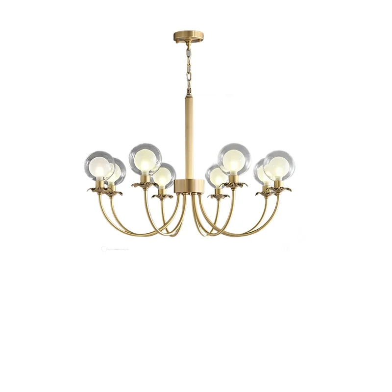 

Light luxury high-end atmospheric all-copper living room lamp Modern French art villa dining room bedroom chandelier