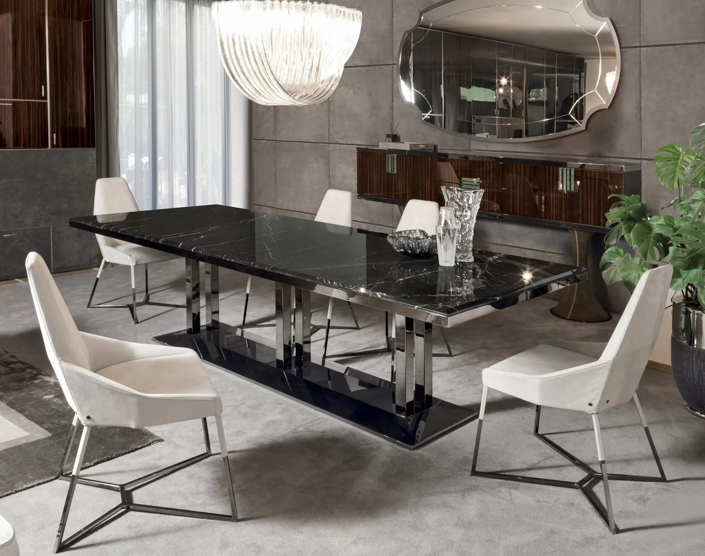 ⅹ-  Gold Stainless Steel Dining Table With Chairs Modern Dining Table Set 8 Seater Luxury Oval Marble Top Dining Tables&