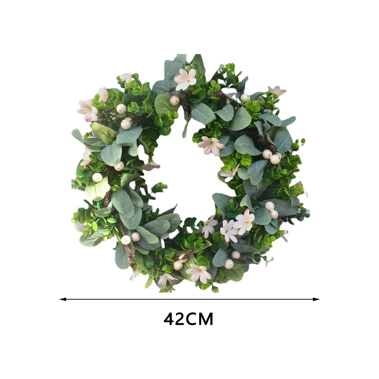 Simulation Green Leaves Wreath Garland Elegant for Patio Decoration