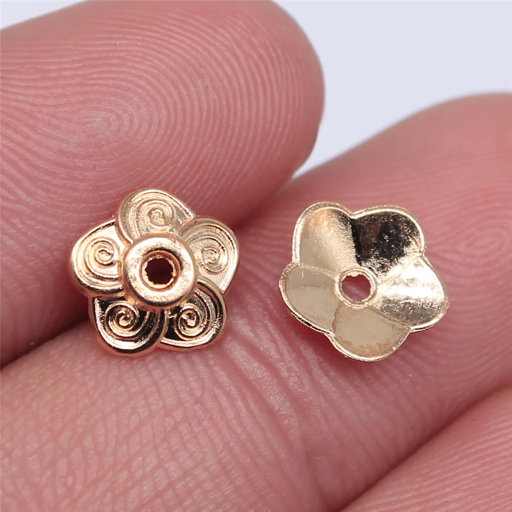 WYSIWYG 100pcs 4 Colors 8x8mm Flower Bead Caps Beads Caps Flower Torus DIY Spaced Apart Jewelry Finding Accessories