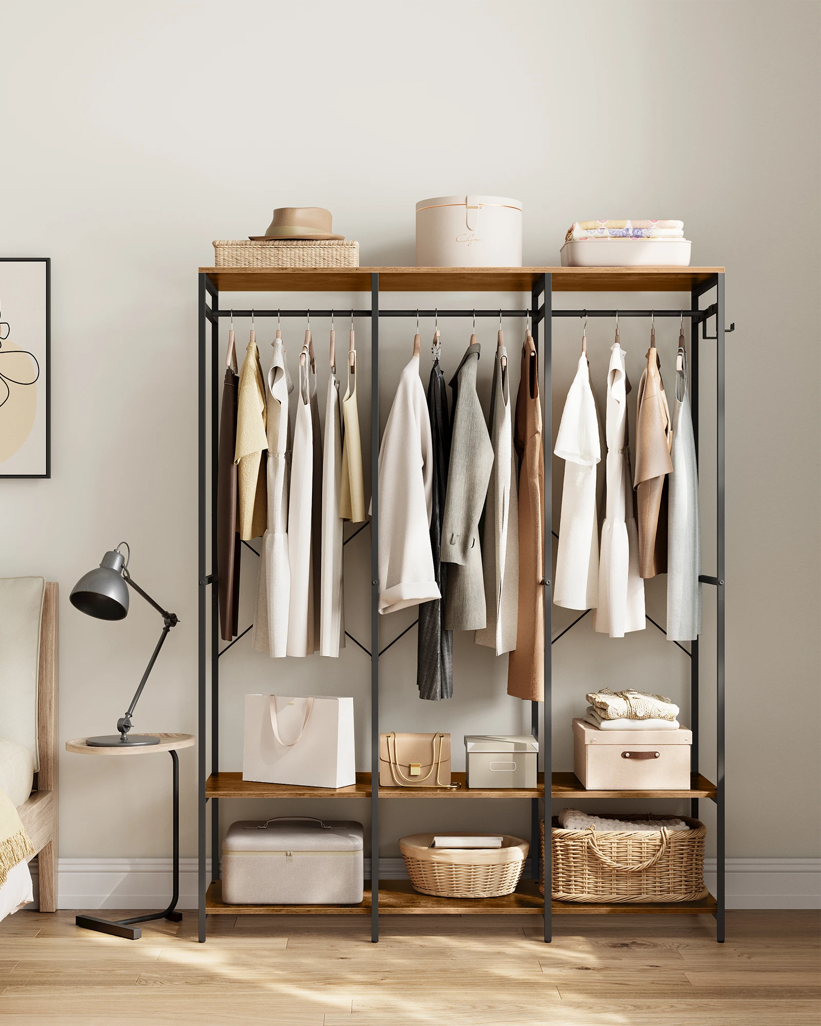 SONGMICS closet Open Clothes stand coat rack stand Clothes Rack Dressing Packs Removable Hooks