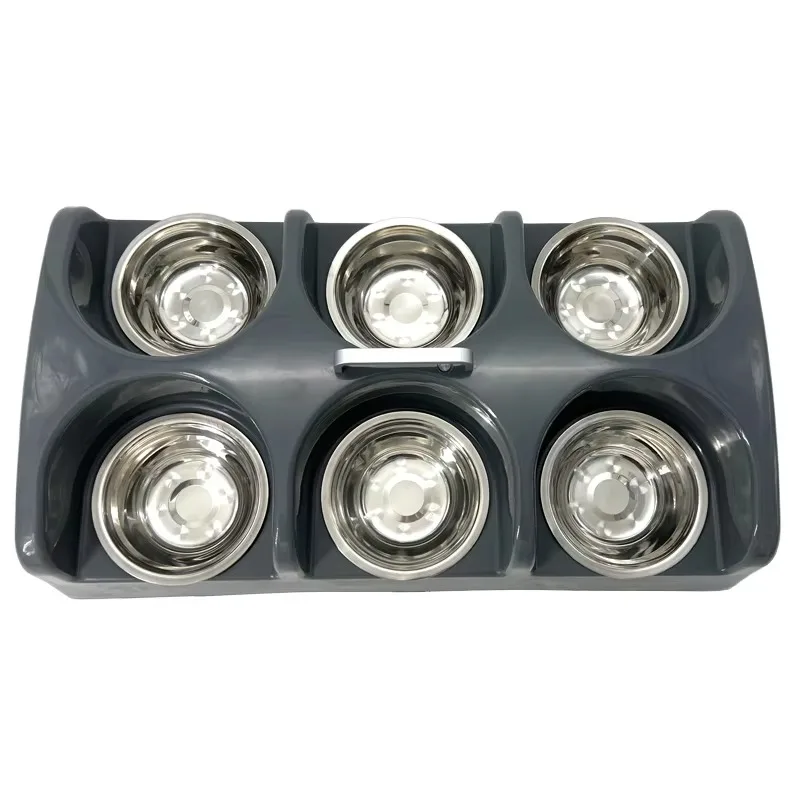 

Six-Bowl Plastic Dog & Cat Feeder Station Square Weaning Dish for Puppies Kittens & Small Animals dog food bowl dog accessories