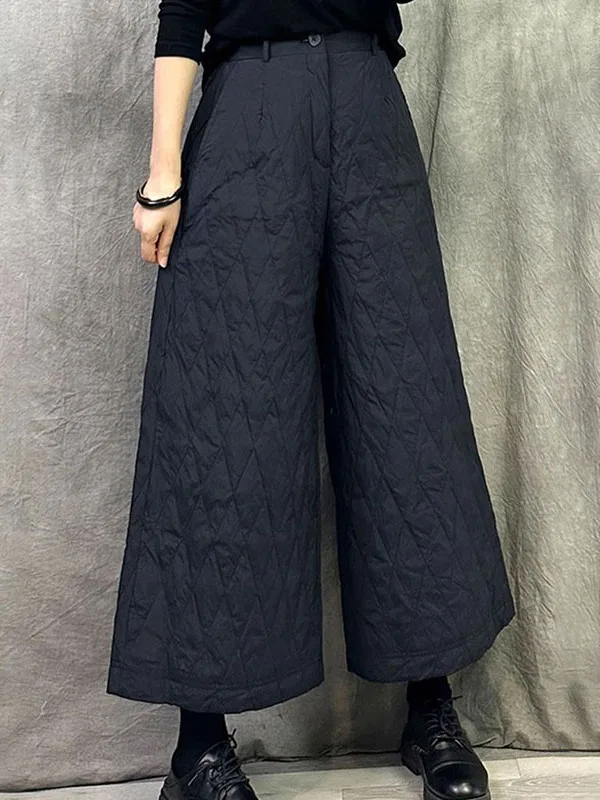 

Retro Large Size Loose Wide Leg Pants High Waist Cotton Trousers for plus Size Women Winter Thermal Outerwear Casual Pants