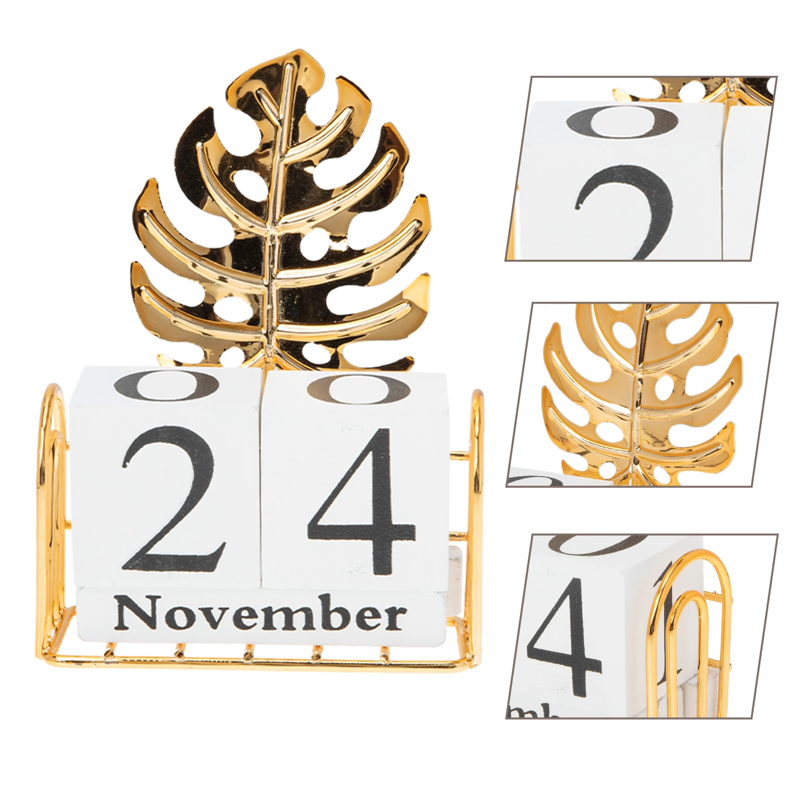 

Wooden Metal Calendar Decoration Perpetual Square Desktop Turtle Leaf Design Premium Block Calendars for Home Office Creative