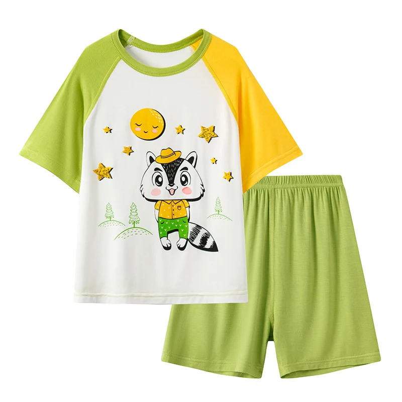 Kids Clothes Set Summer Modal for Boys Girls Sleepwear Clothing Suits 2PCS Pajama Suit Children Home Wear T-shirt Shorts Cartoon