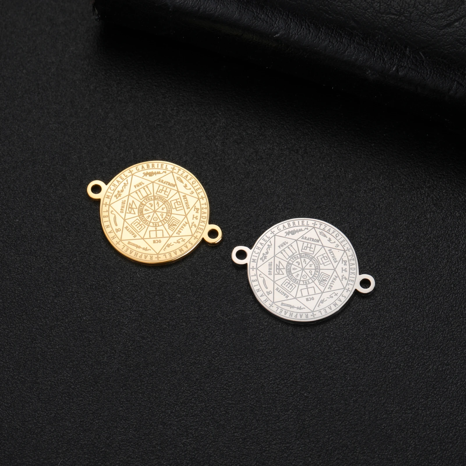 1 Stück Sieben Erzengel Runder Charm für Armband-Schmuckherstellung Edelstahl-Amulett Siegel Salomos Anhänger Großhandel – Detail 8