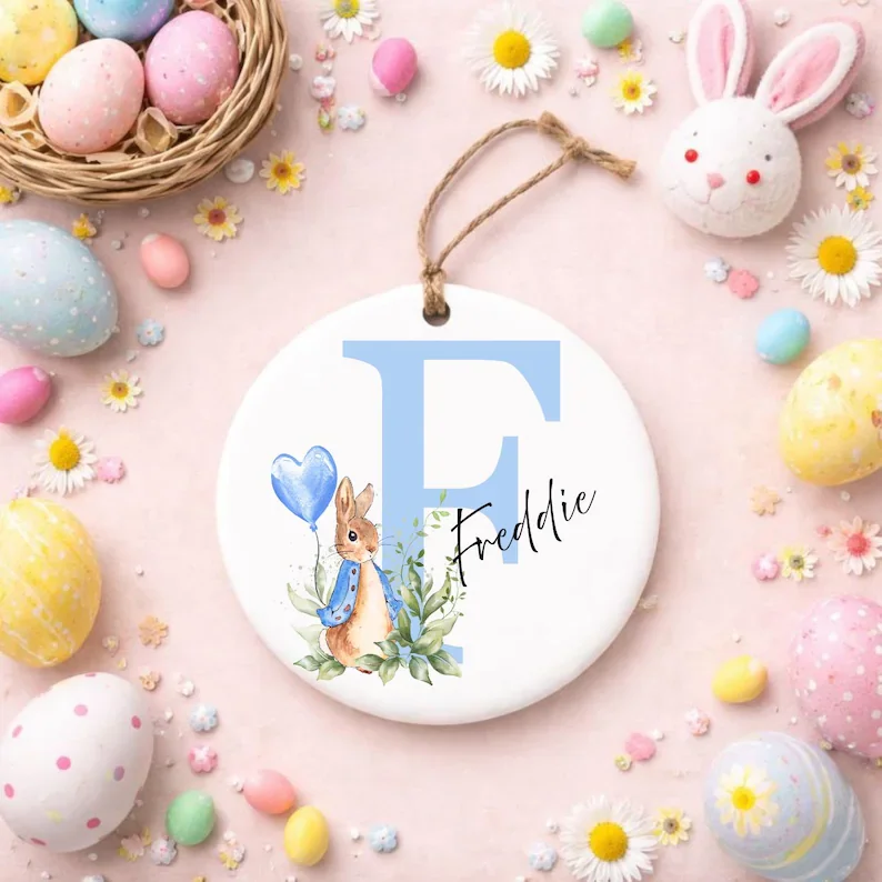 Personalised name Easter Kids Decoration Bunny Alphabet Designs Durable for Egg Hunt Party Home Decor Toddler Holiday gift - Detail 1