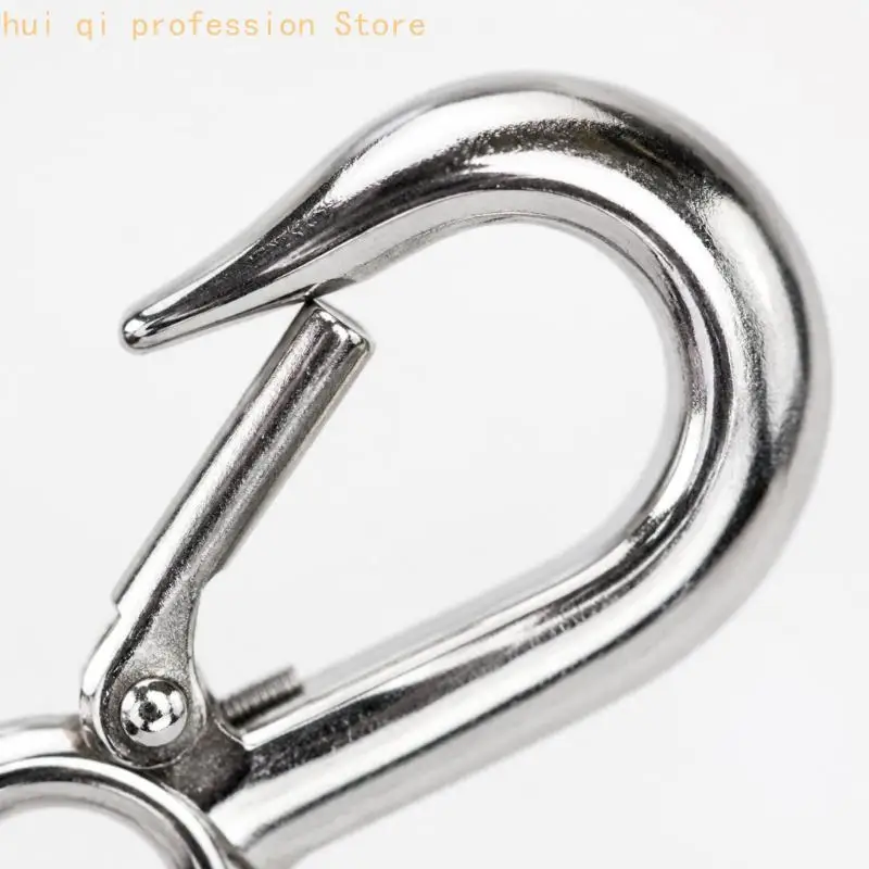 Polished 304 Stainless Steel Cargo Hooks with Integrated Eyes, Hinged Latches, and 4-Hook Pack for Rigging Assemblies H8WE