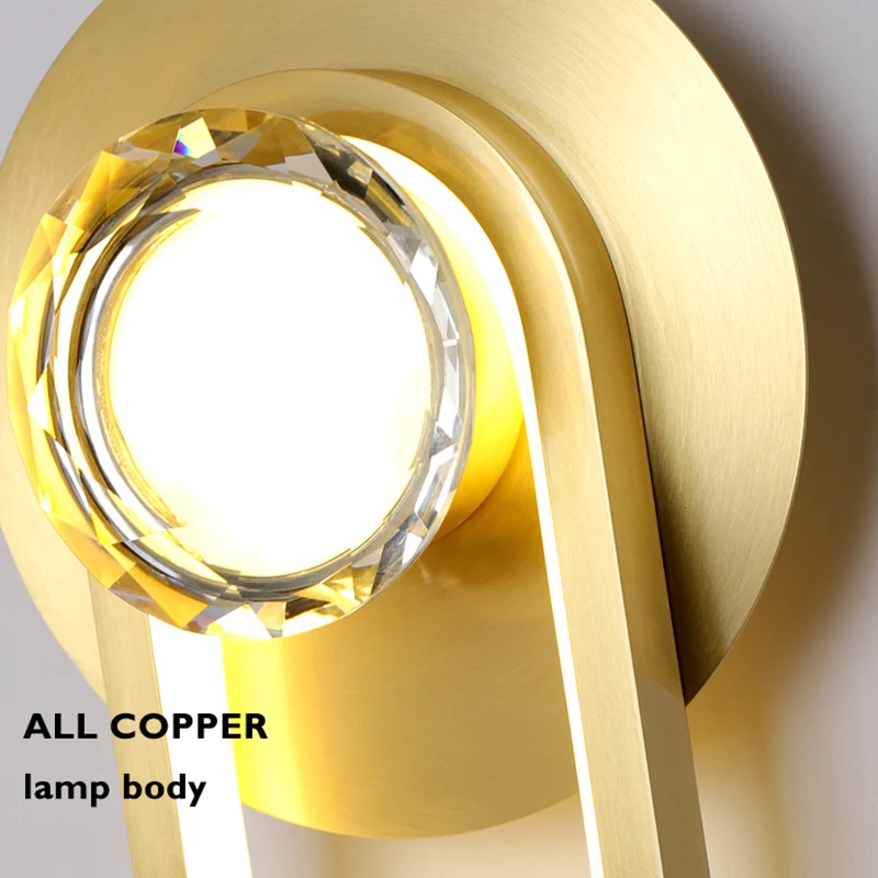 Lampade da Parete a LED Moderne e Semplici per Camera da Letto, Luci da Parete in Rame per Hotel