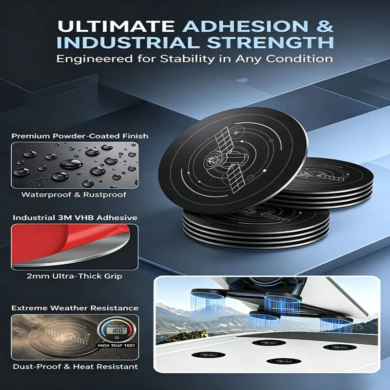 Starlink Mini Gen 3 magnetic mounting plate 4 packs, suitable for non-magnetic aluminum roof surface pads for cars, RVs