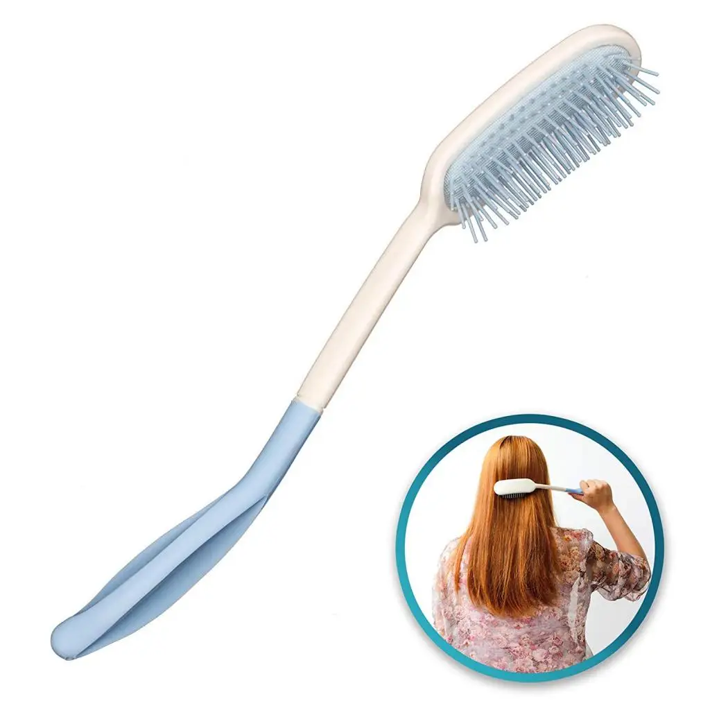 Long Handled Hair Comb Ergonomic Anti Slip Handle Plastic Hair Brush for Adult Independence in Daily Grooming