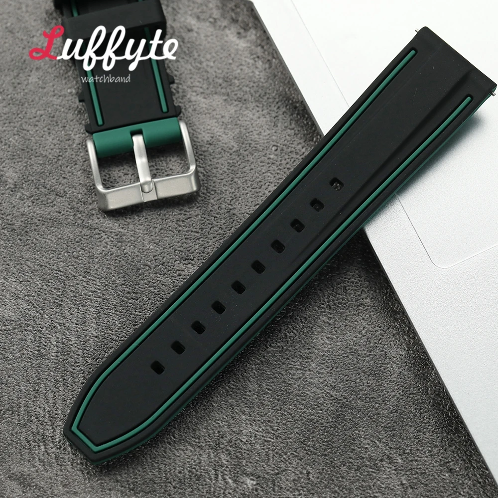 الرياضة سيليكون حزام 20 مللي متر 22 مللي متر 24 مللي متر الإفراج السريع ساعة مطاطية الفرقة العالمي الرجال النساء سوار مزدوج اللون