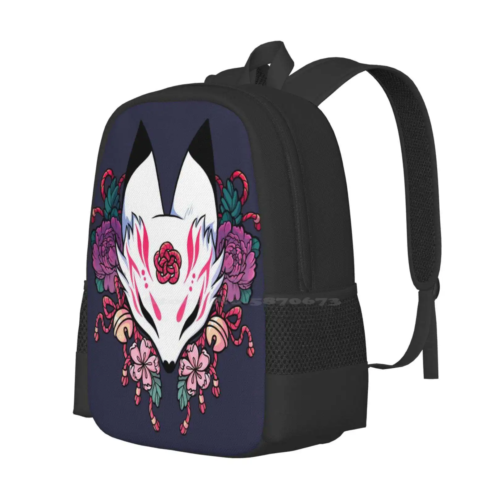 Fox Spirit Pattern Design Laptop Travel School Bags Fox Ghost Yurei Japanese Asian Kabuki Traditionally