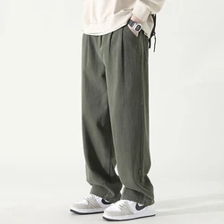 Spring Autumn Y2K Korean Style Vintage Harajuku Trousers Men All Match Loose Casual Wide Leg Workwear Pants Vintage Male Clothes