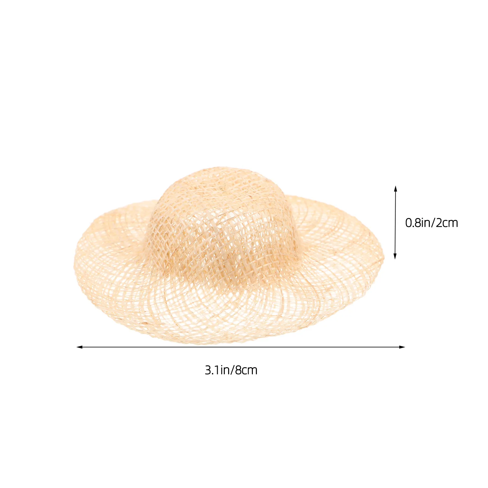 12Pcs Mini Straw Hats Handwoven Knitting Mini Cap Natural Raffia Texture for Craft Accessories Dollhouse Decoration