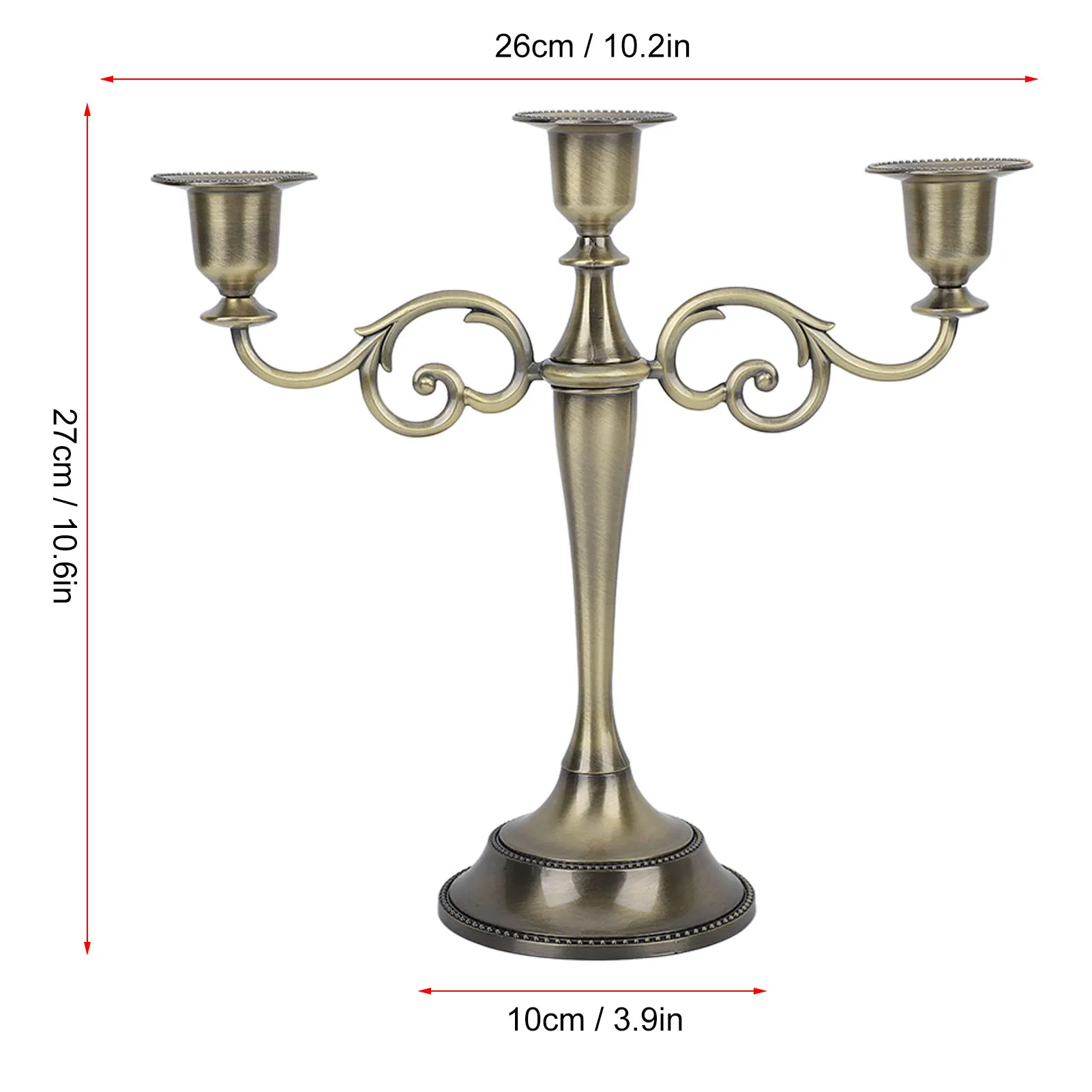 3 Armen Metalen Kaarshouder Hoogglans Europese Retro Prachtige Kandelaar Houder Voor Eettafels Bruiloft Vakantie Decoratie