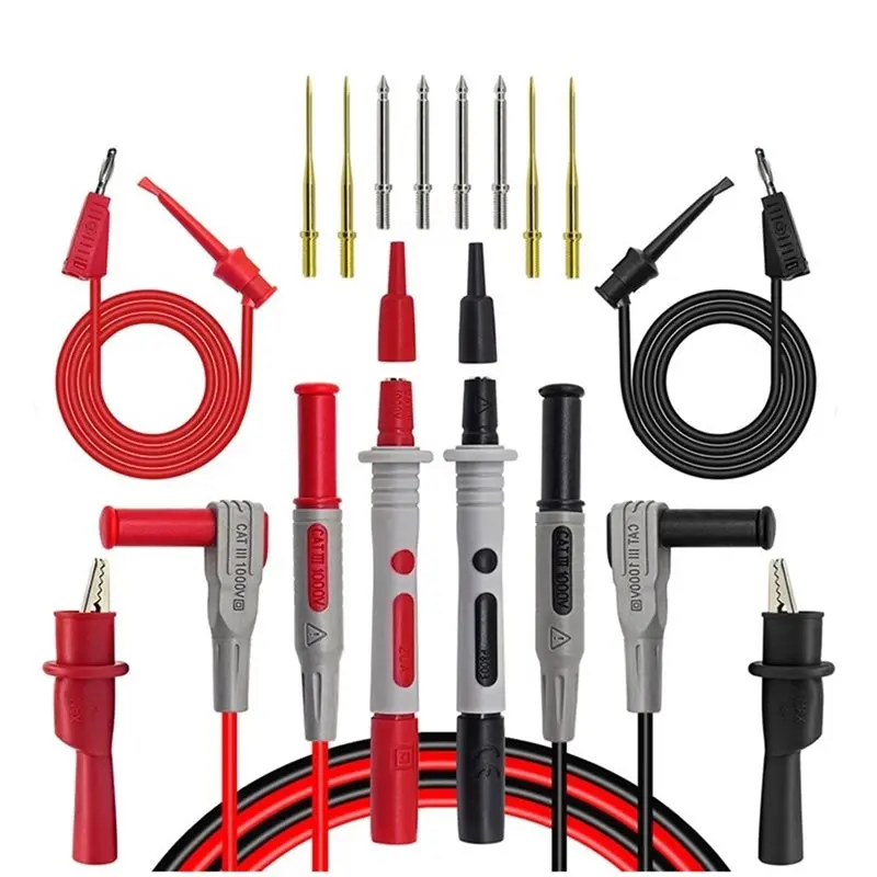 A02F-Multimeter Probes& Alligator Clips Replacement Kit:Test Lead Kit-Banana Plug To Test Hook Wires For Electronic Testing