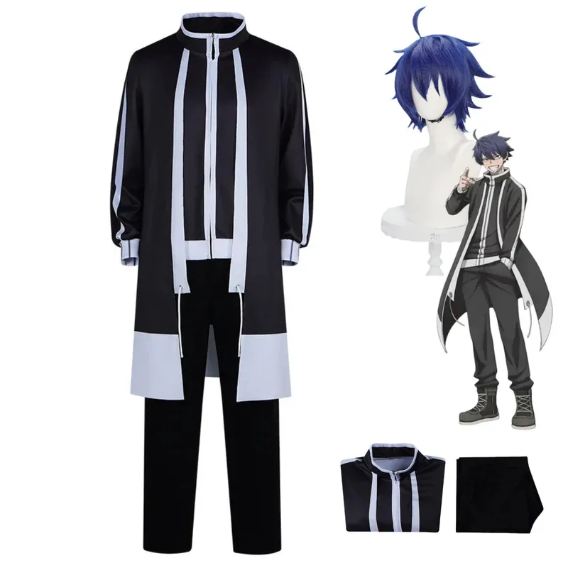 Disfraz de Anime nuevo Tougen Anki Shiki Ichinose, abrigo negro de manga larga, uniforme superior, conjunto completo de peluca, traje universitario para hombre adulto 5ftu