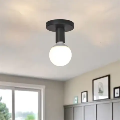 Preto/branco e27 base da lâmpada moderna nordic retro ferro decoração para sala de estar quarto banheiro lâmpada do teto suporte da lâmpada parede
