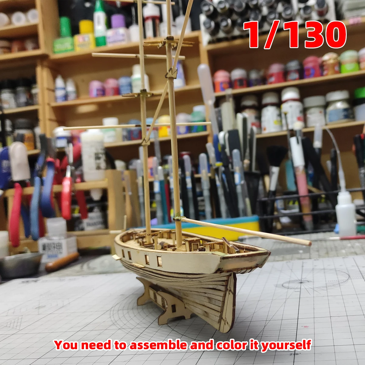 1/130 Amerikanischer Baltimore Schooner 2-Mast-Schooner Harvey 1847 Klassisches Segelboot Schiff Galeonen Holzmodellbausatz – Detail 3