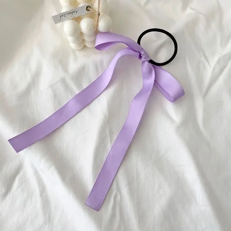 Summer New Girls Bow Streamer Hair Rings Fashionable Cute Girl Ponytail Decorated Hair Rope Sweet Simple Headwear