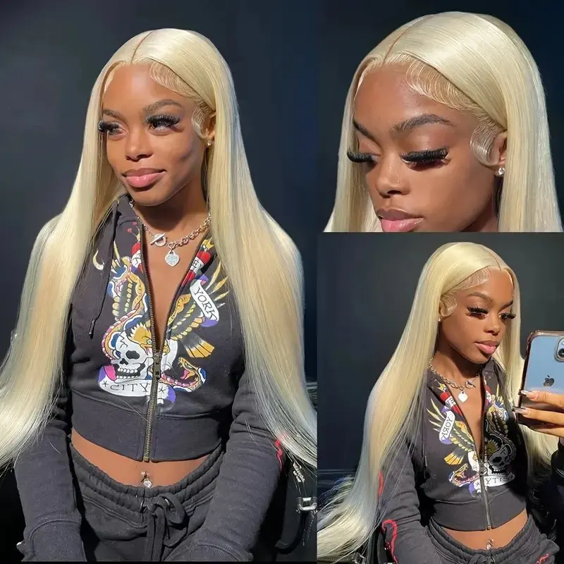 180% Straight 13x6 HD Lace Frontal Wig 613  Blonde 18 40 Inch 13x4 Front Human Hair WigPre-plucked Brazilian For Women