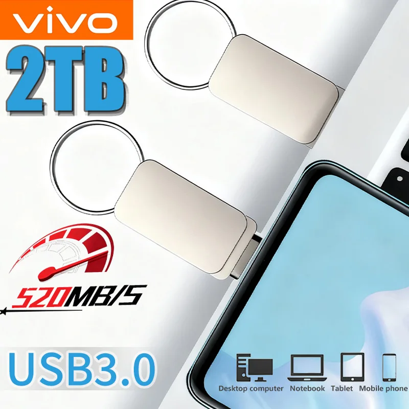 VIVO 2 تيرا بايت USB 3.0 محركات أقراص فلاش عالية السرعة معدنية بندريف 1 تيرا بايت 512 جيجابايت 256 جيجابايت محركات القلم USB ذاكرة عصا لسيارة الهاتف الكمبيوتر PS5 #1