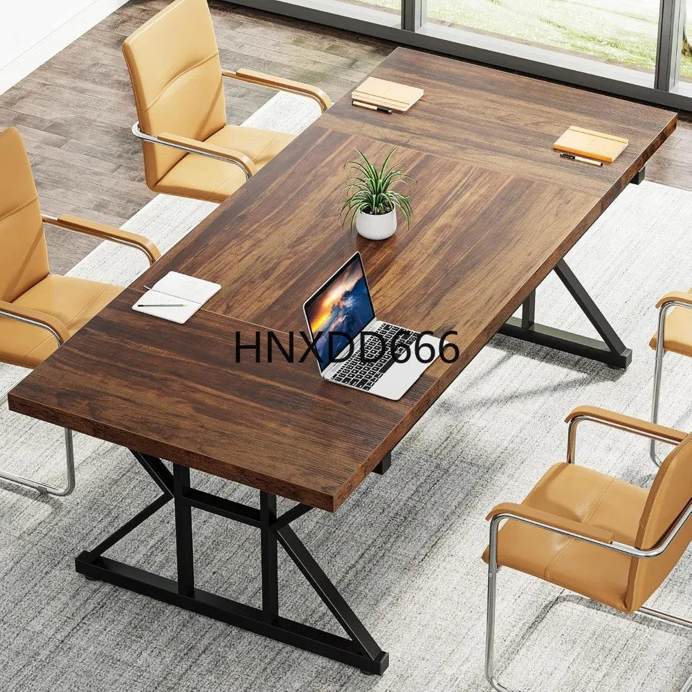 6FT Conference Table, 70.86 L x 31.49 W x 29.52 H Inches Rectangle Meeting Room Table, Rustic Wood Seminar Table Executive
