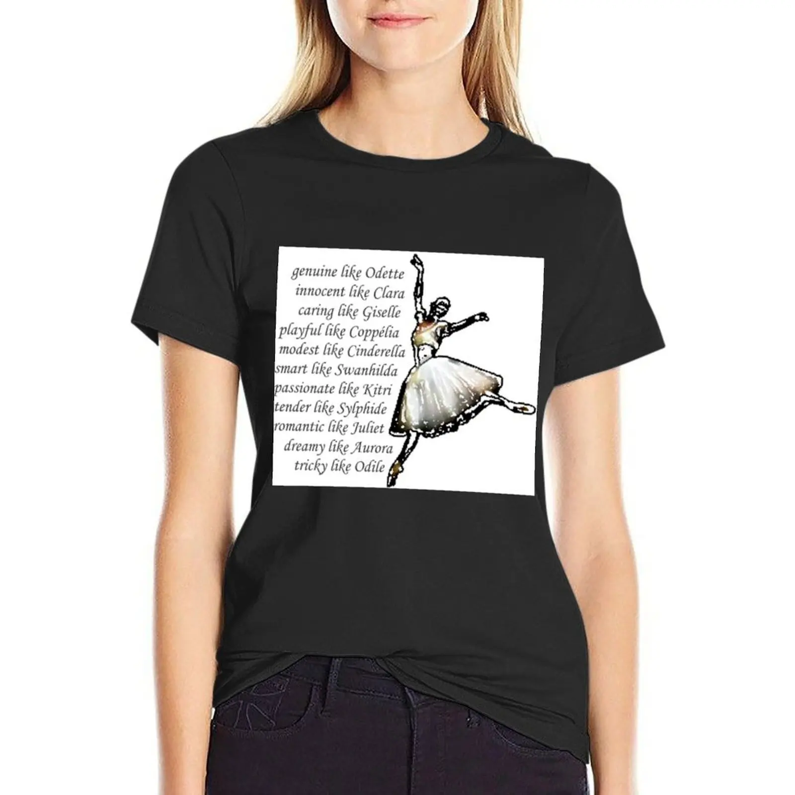 

Ballerina with Famous Ballet Roles T-Shirt cute clothes plus sizes graphics t-shirt dress for Women plus size