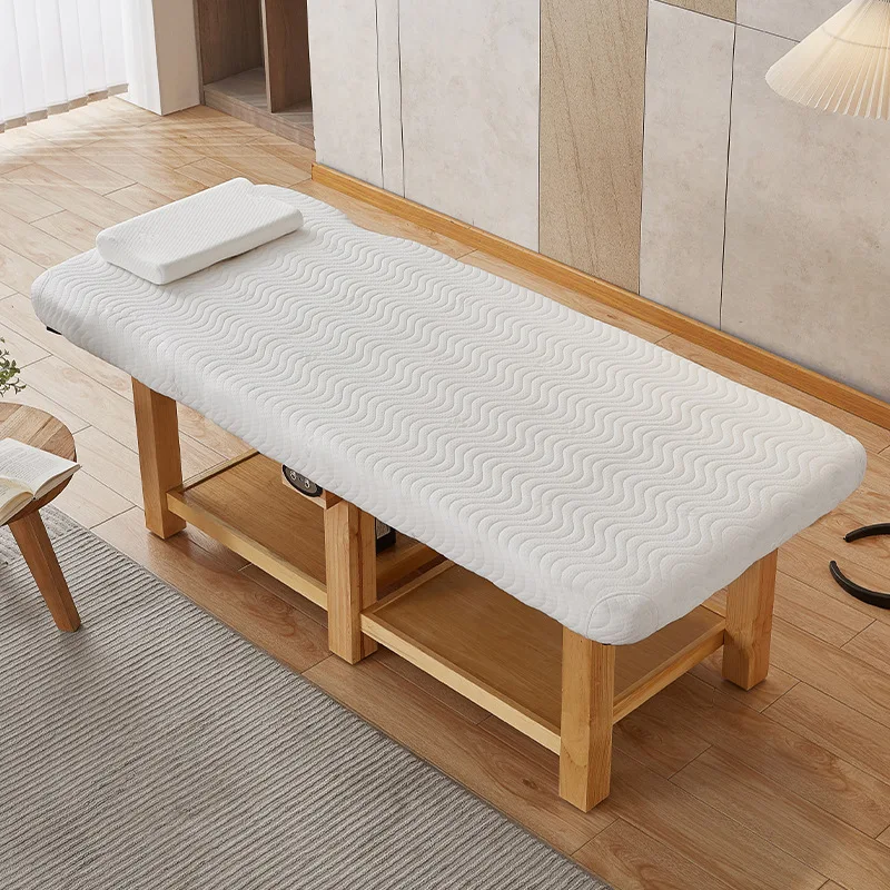 Electric solid wood latex beauty bed beauty salon eyelash pattern embroidery bed massage therapy