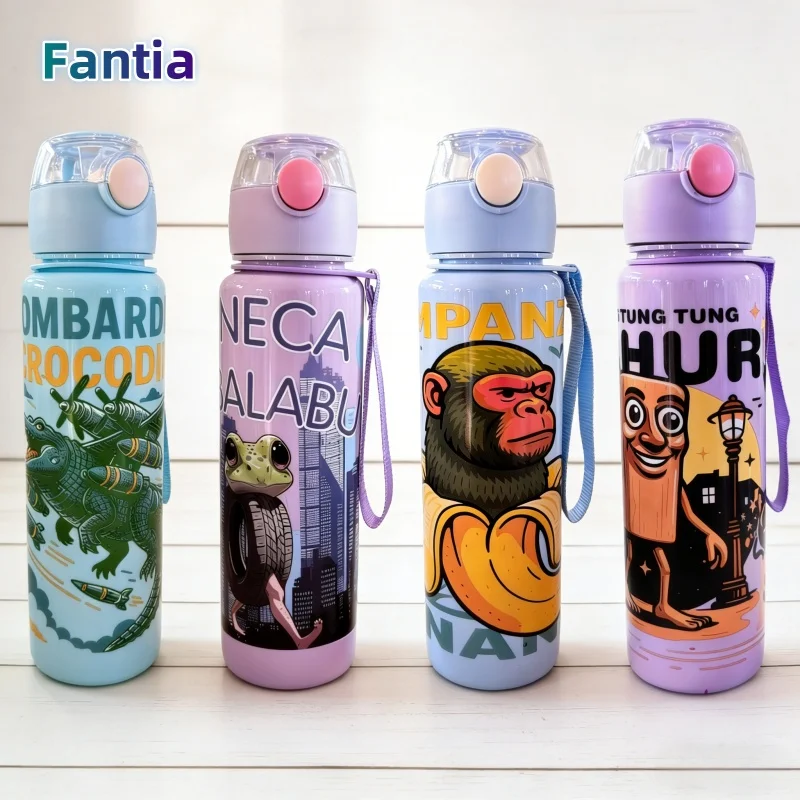 

700ML Italian Brainrot Water Bottle Outdoor Drinking Cartoon Sports Cups Tung Tung Tung Sahur Tralalero Tralala Christmas Gift