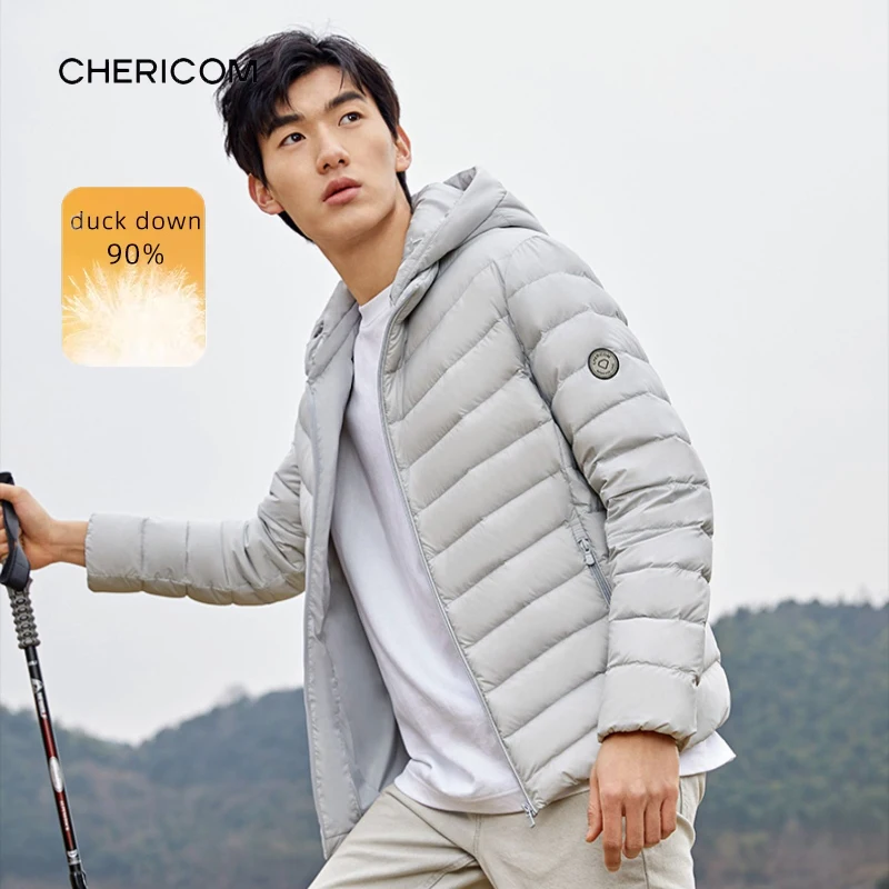 

Легкий пуховик Chericom 90, наполнитель на утином пуху, съемный капюшон, застежка-молния, 2025 г., зимние стеганые пуховики Y289505Y