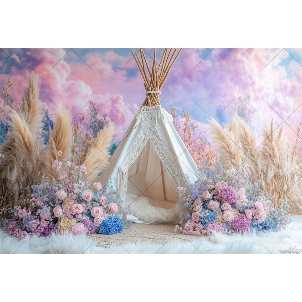 Flowers Butterfly Tent Baby Shower Background Baby Birthday Party Decoration Portrait Photography Background Photo Studio Props