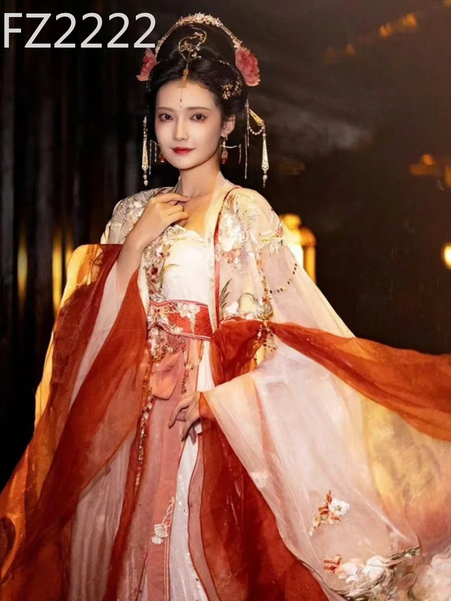 Hanfu female beauty sacrifice Tang Dynasty big-sleeved embroidered balsam skirt chest-length skirt spring and summer suit