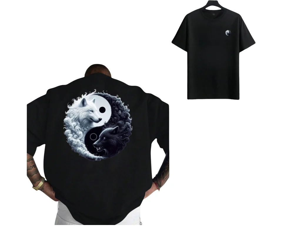 

Men's Short-sleeved T-shirt Cotton Top Printed With Gossip Fox Wolf Pattern Loose Version Fashionable Top Men's Clothing