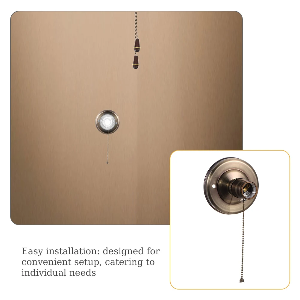 

2pcs Vintage Lamp Holders E27 Wall Light Sockets Pull Chain Switch Retro Light Head Ceiling Lamp Socket Replacement Durable Easy