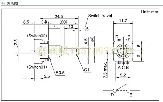 Japan ALPS encoder EC11E15244B2 360 degree pulse switch 30 bit 15 pulse 20mm half axis