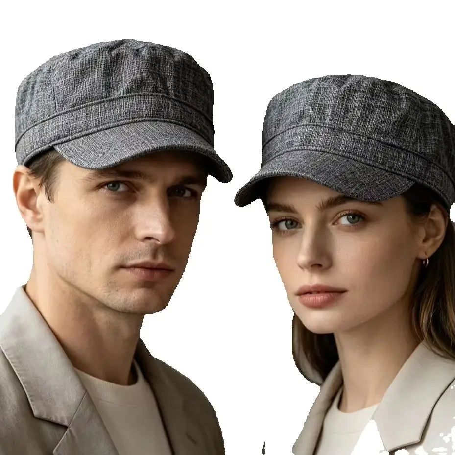 Big Head Flat Hat for Men Women Oversized Plus Size Outdoor Cadet Cap 56-59cm 59-65cm Faux Linen Basic Cadet Cap Everyday