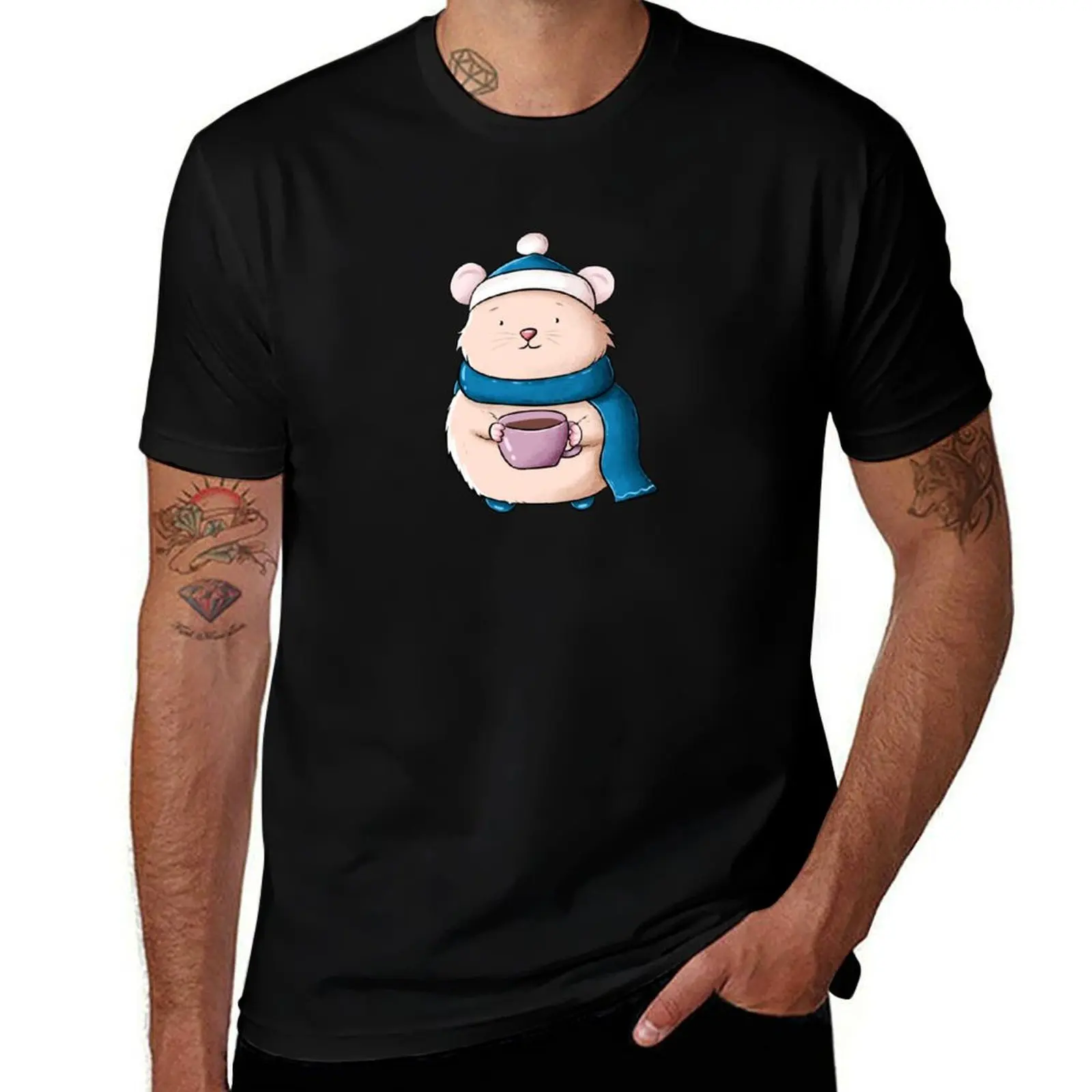 

Cute hamster in winter T-Shirt man t shirts for men t shirt man casual T-Shirt
