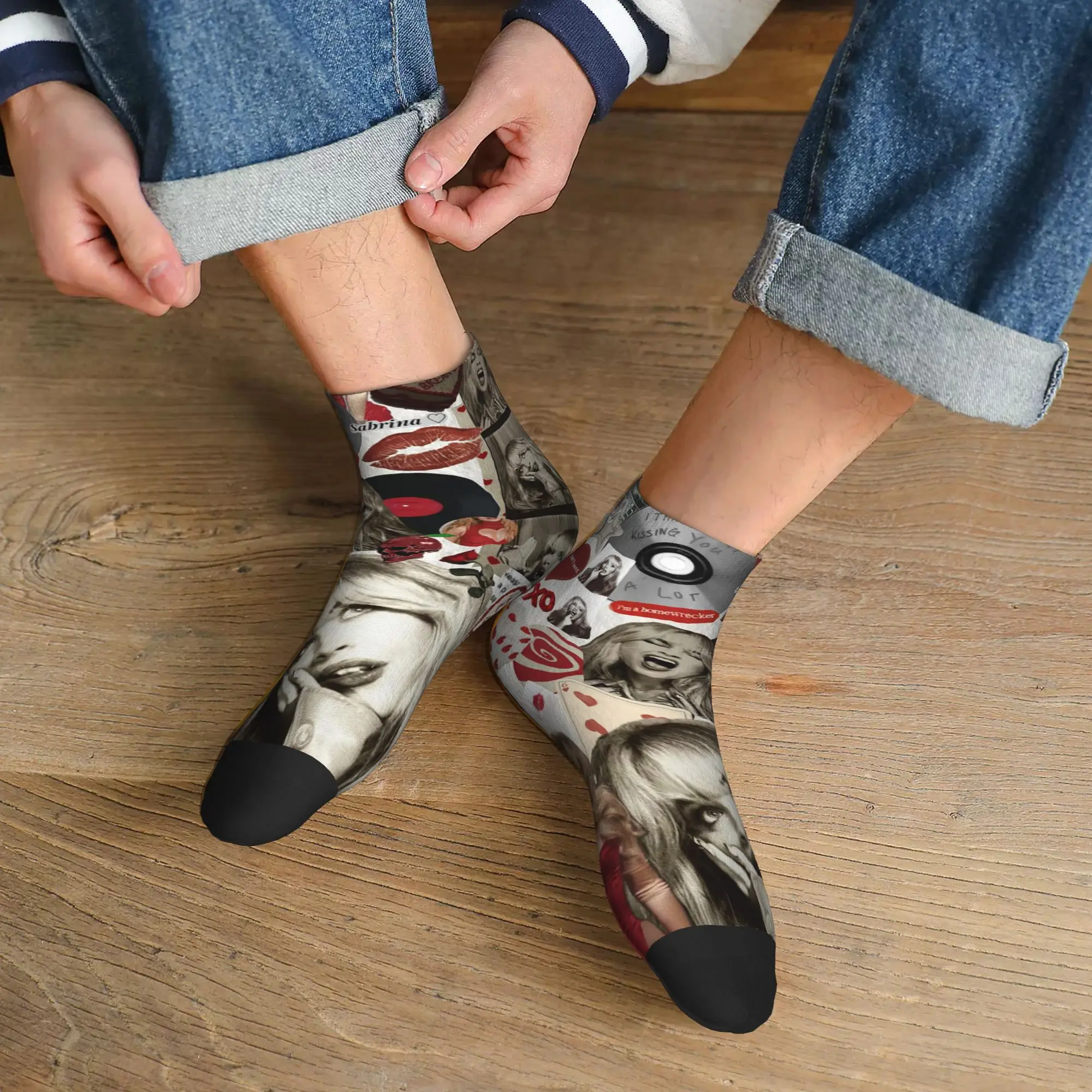 

Всесезонные носки Sabrina Carpenter, Harajuku, высококачественные носки для экипажа, забавные чулки для мужчин и женщин, подарки