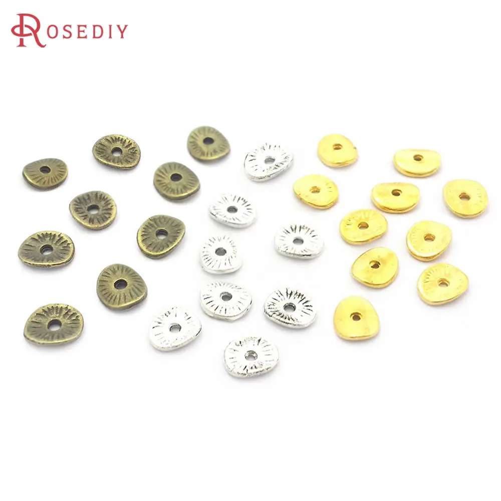 

200PCS Antique Bronze Zinc Alloy Round or Curved Brushed Disks Space Beads Diy Jewelry Making Supplies Earrings Accessories