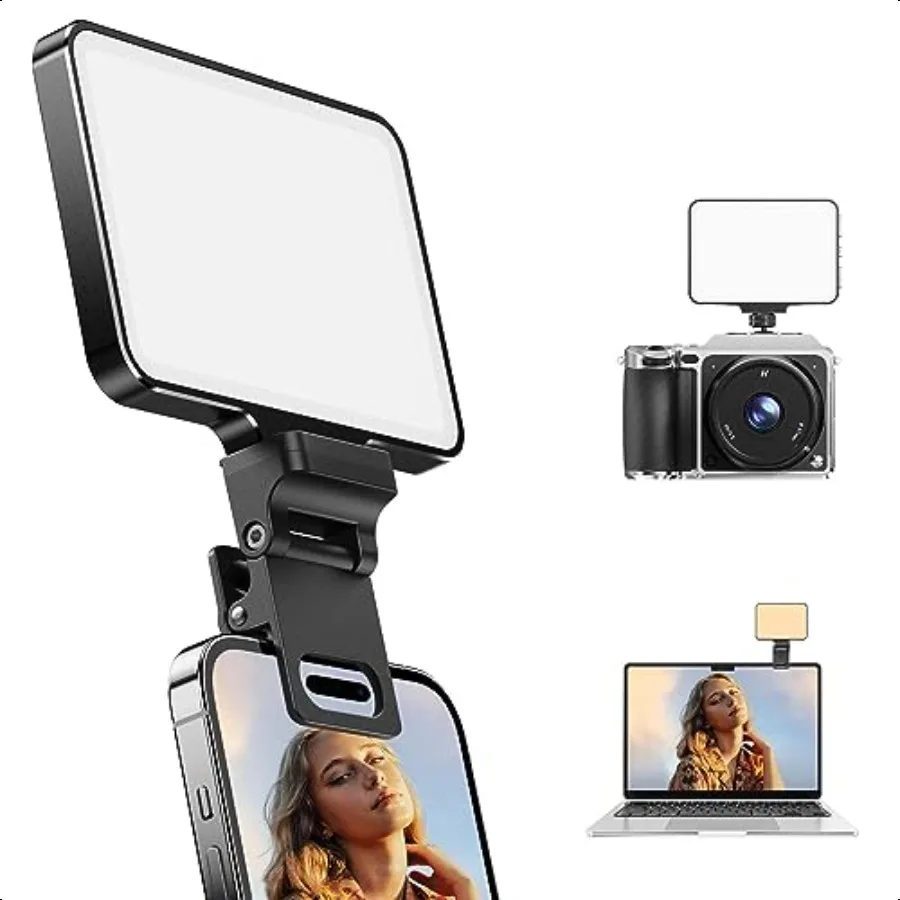 

Metal Selfie Light Weilisi Rechargeable Clipon UltraThin Phone Light with Stepl Dimming iPhone Light for Makeup Video Conferenc
