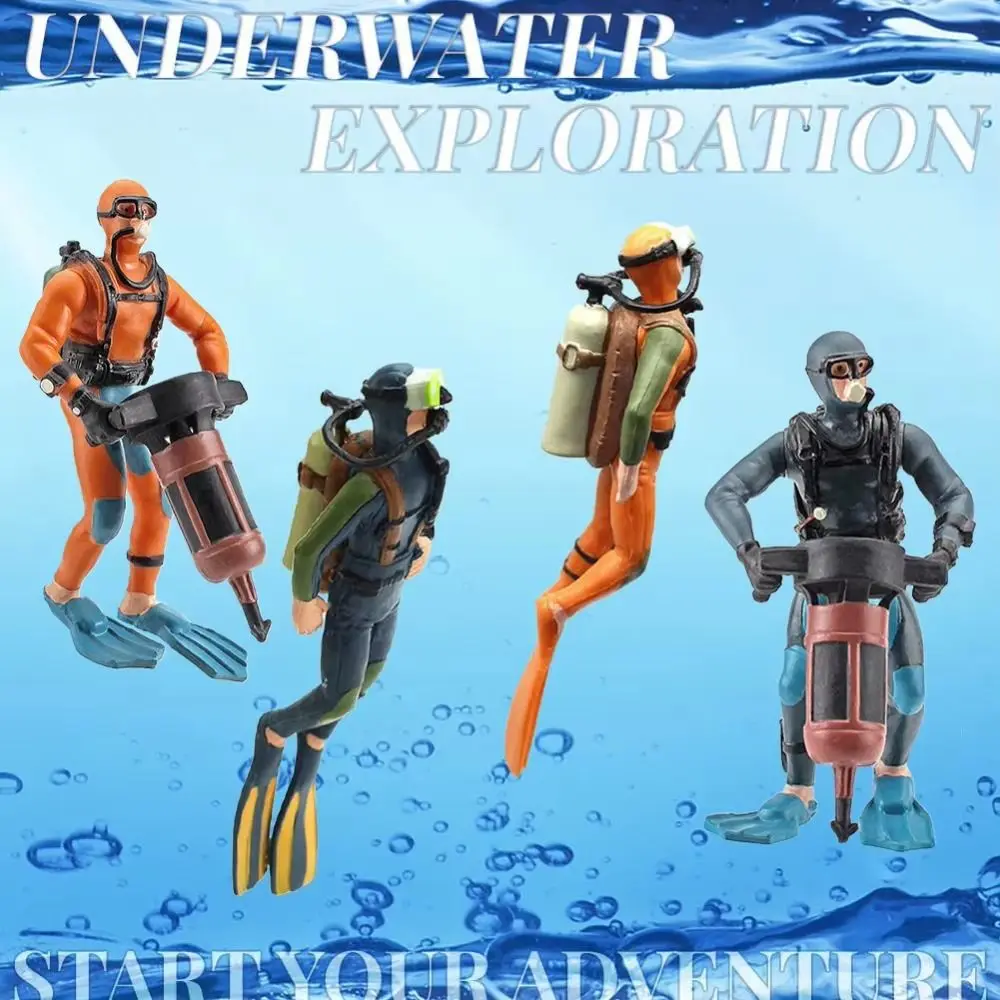 PVC Simulated Diver Miniature Seabed Exploration Blue Orange Simulation Doll Doll Scene Science Fiction Figure Decoration Toys