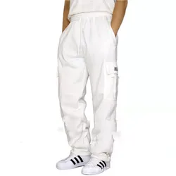 Men's Trousers Work Attire Foot Drawstring Leisure Sports Thickened Pocket Solid Color Four Seasons Loose Pants