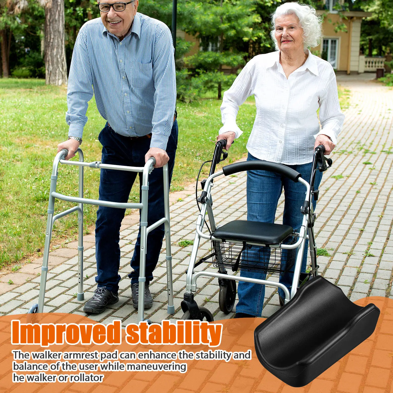 Rollator Armrest Cushion Soft PU Forearm Pad for Upright Walker Elderly Senior Comfort Support Replacement Accessory Easy Clean