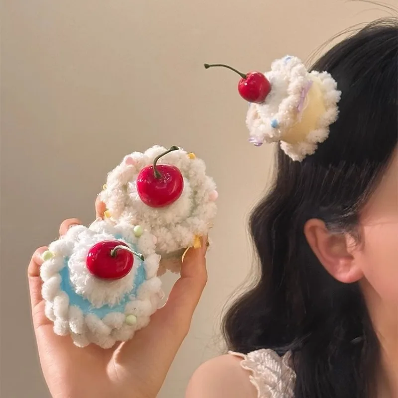 Lolita Lace Cute Cherry Cake Hair Clip Children Hairpins Headdress Headband Accessories Girls Hair Ornament Gifts