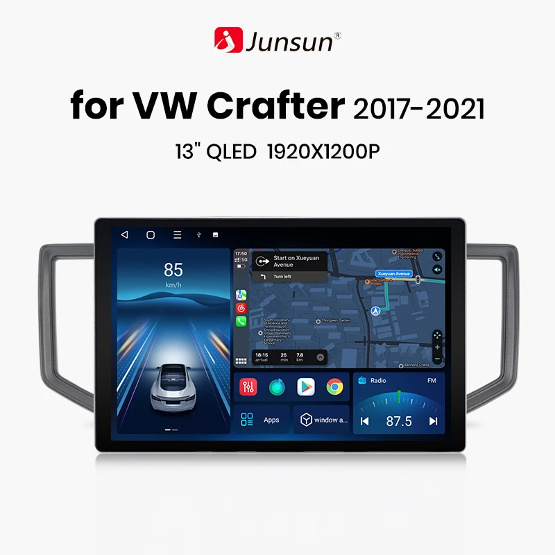 Junsun X7 MAX 13.1“ 2K AI Voice Wireless CarPlay Android Auto Car Radio for Volkswagen Crafter 2017-2021 Multimedia autoradio