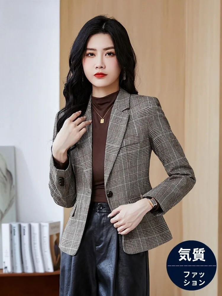 Elegant Short Suit Jacket for Women Autumn Winter British Style Top High Quality Small Size Western Clothes Commute Style Pol...