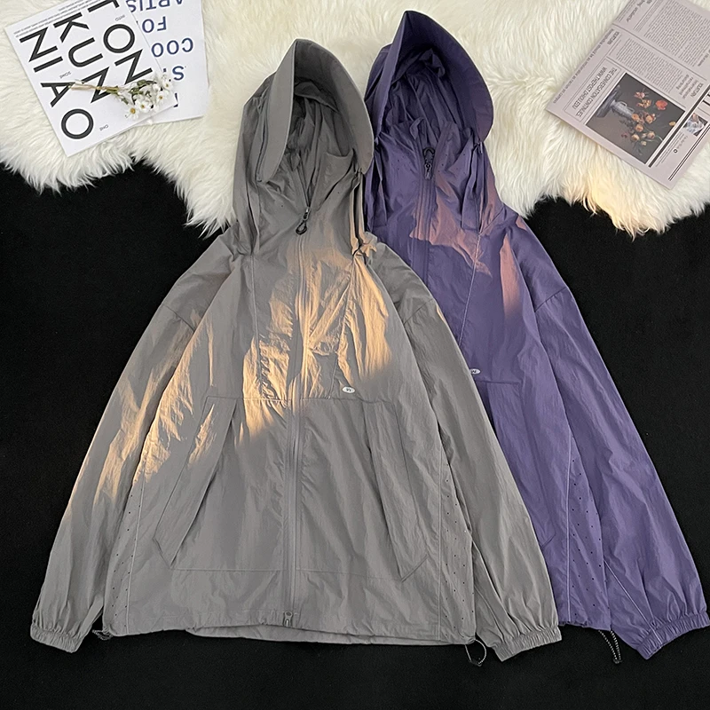 

Мужская летняя куртка American Sle Ice Silk с защитой от УФ-излучения, новая трендовая модель, брендовая, для активного отдыха, с капюшоном на шнурке, защита от УФ-лучей