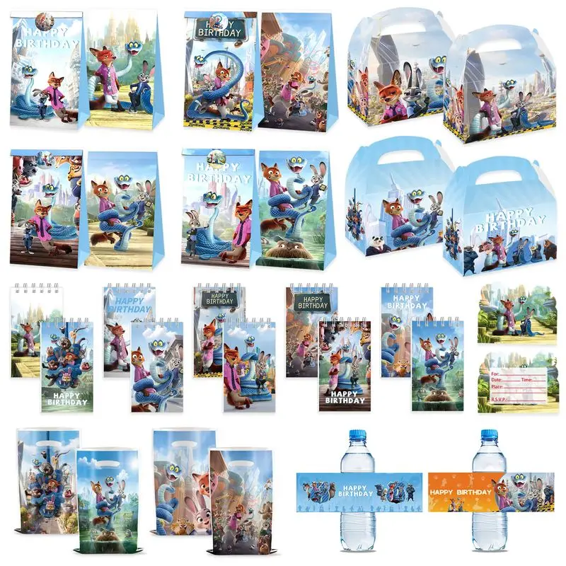2026 Hot Disney Anime Zootopia 2 Theme Children'S Birthday Party Supplies Paper Plate Tissue Paper Cup Set Children Birthday Toy